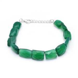 Natural Green Chalcedony Strand <b>Bracelet</b> 925 Sterling Silver Smooth Gemstone Handmade Wholesale Jewelry Fashion for Women - Product Image 1
