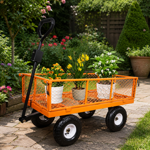 <b>Trolley</b> Mesh Sides <b>Garden</b> Cart 1000lb Folding 10-inch Pneumatic Tires Heavy-Duty Steel PP Rubber Transport Firewood ODGGAD008 - Product Image 1