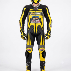 Combinaison de course premium Zuzuki pour homme, 1 pièce, en cuir de vache véritable/cuir de kangourou, style MotoCP, combinaison de course sur circuit, niveau de protection 2 - Product Image 1