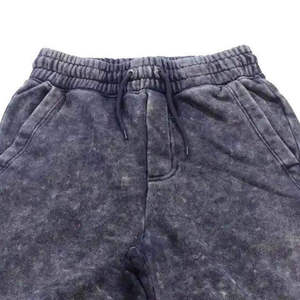 Shorts en coton lavé de couleur unie pour homme, taille élastique, taille mi-haute, poches, décontracté, respirant, tissu tricoté - Product Image 4