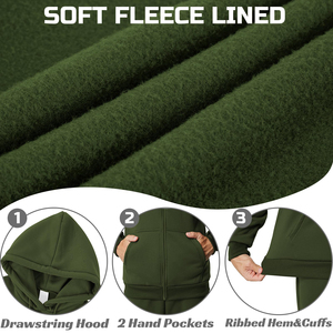 Sweat-shirt à capuche zippé vert olive pour homme, coupe classique, molleton décontracté 100% coton, manches longues, couleur unie, sweat à capuche zippé pour homme - Product Image 5