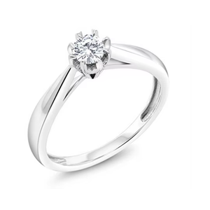 Bague solitaire en diamant véritable de 0,10 carats, coupe ronde, design classique |   Bague de Fiançailles Élégante, Bijou Fin, Cadeau pour Femme - Product Image 2