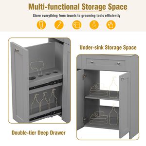 Mobile Bagno da 30 Pollici con Ampio Spazio Contenitivo, Cassetti Profondi a Doppio Livello, Ante con Chiusura Ammortizzata e Lavabo in Ceramica Integrato - Product Image 5