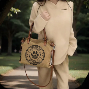 Sac fourre-tout unisexe Royaa style américain multi-poches avec logo vintage, résistant à l'eau, fermeture éclair, en toile et cuir véritable végétal de 13 pouces - Product Image 2