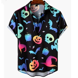 <b>Men's</b> Black Short Sleeve Printed Cartoon <b>Halloween</b> <b>TShirt</b> Regular Fit Casual Wear - Product Image 3