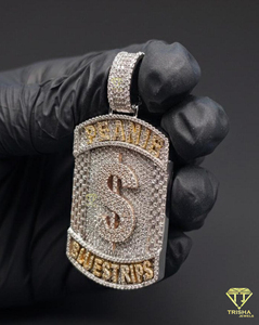 Pendentif Sac d'Argent Massif Sertie de Diamants Moissanite, Collier de Luxe Hip Hop, Bijou de Déclaration de Luxe Hip Hop - Product Image 3