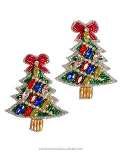 Handmade Pearl Beaded Christmas Ornament Earrings Holiday <b>Tree</b> Drop Earrings Festive Fashion Jewelry for Women Party Gift - Product Image 4