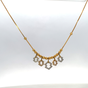 Cadena con Colgante de Oro Sólido de 22K con Dijes Geométricos con Incrustaciones de Diamantes para Mujer - Product Image 4