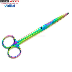 กรรไกรผ่าตัดแบบแมนนวล พรีเมียม เหล็กกล้าไร้สนิมเยอรมัน ใบมีดตรง 6.75 นิ้ว ปลายทู่ เคลือบไทเทเนียมสีรุ้ง คุณภาพสูง - Product Image 4