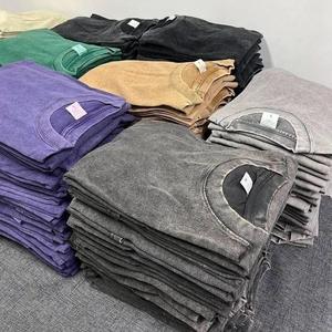 T-shirt tendance en coton peigné vintage lavé, style américain, manches courtes, col rond, 230g, taille européenne transfrontalière - Product Image 6