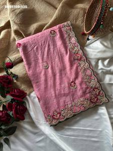 Sari de Georgette Candy Crush de la Mejor Calidad con Motivo Bordado - Colección de Blusas con Bordes de Cordón Zari y Zarkan - Proveedor Indio - Product Image 3