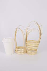 Bamboo Holder Cup Bamboo material cup holder with handle for glass <b>mugs</b> and daily home use Vietnam made - Product Image 6