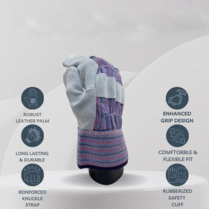 Guantes de Trabajo Canadienses de Cuero Vacuno de la Mejor Calidad, Puño Reforzado con Goma, Correa Reforzada en los Nudillos, Antideslizantes - Product Image 5