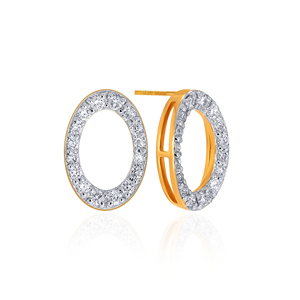 Pendientes de Diamantes Ovalados Abiertos para Mujer, Chapados en Oro de 18K, Diamantes Naturales Color G, Joyería Clásica para Uso Diario - Product Image 2