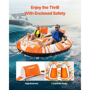 Tubi per gommoni per 2 persone copertura in Nylon pieno 840D manici di sicurezza valvola di sicurezza 340lbs per Sport acquatici capacità 2 rimorchiabili - Product Image 2