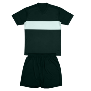 Ensemble de maillot de football pour homme à col en V avec rayures blanches et short noir, polyester respirant, coupe classique, toutes saisons - Product Image 3