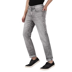 Jeans ajustados para hombre con personalización de marca, lavado oscuro, corte recto, estilo vintage, suministro al por mayor - Product Image 1