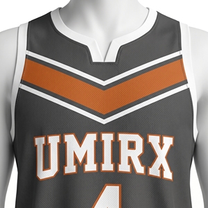 Conjunto de Uniforme de Baloncesto Personalizado con Diseño Chevron, Jersey y Pantalones Cortos Sublimados, Logotipo, Nombre del Equipo, Número, Naranja y Gris, para Hombre, 100% Poliéster, Secado Rápido - Product Image 5