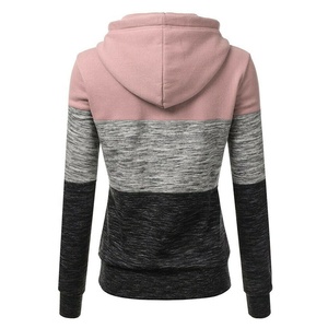 Sudadera con Capucha para Mujer, Diseño Color Block, Manga Larga, Mezcla de Algodón Tejido, con Bolsillos, para Otoño - Product Image 1