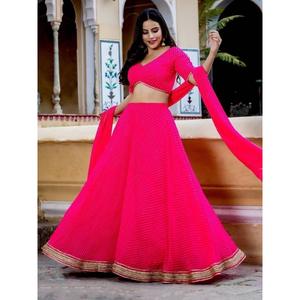 Marvelous Pink Laheriya Print Georgette Diseñador Lehenga Choli - Product Image 1