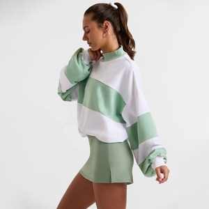 Custom Logo Women Spring Oversized <b>Pullover</b> <b>Jumper</b> Long Sleeves Drop Shoulder Turtleneck Sweatshirt Cotton Double Layer Sweats - Product Image 3