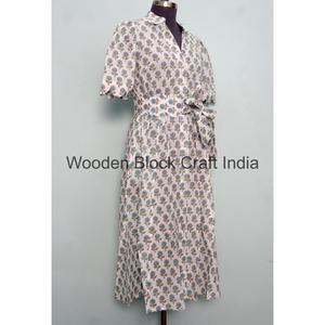 Vestido Midi Casual Vintage para Mujer, Elegante, Cuello en V, Manga Corta, Estampado Floral, 100% Algodón, Cintura Natural con Cinturón, Transpirable - Product Image 5