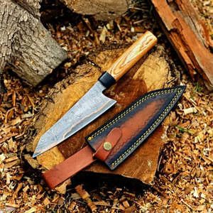 Couteau de Chef LEGACY BLADES en Acier Damas Cuivré Forgé à la Main, Manche en Bois Naturel, Marque Privée, Fabrication OEM - Product Image 1