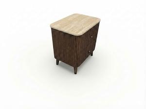 Mesa Auxiliar/De Noche Moderna con 2 Cajones, MDF de Acacia, Chapa de Roble, Tapa de Mármol, Diseño Dinámico para Comedor y Sala de Estar dormitorio. - Product Image 5