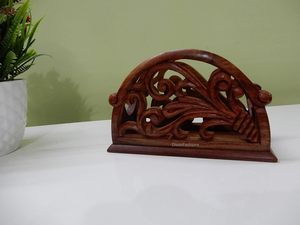 Meilleure Offre Porte-Serviettes de Mariage en Bois de Sheesham Sculpté Motif Marron Design Moderne Élégant Durable Écologique Table de Mariage - Product Image 6