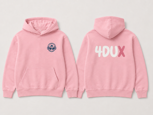 Sweat-shirt à capuche unisexe rose, 100% coton molletonné, coupe classique avec poche et logo imprimé, vêtement décontracté pour l'automne - Product Image 1