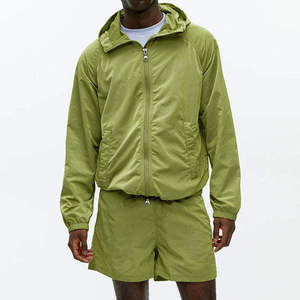 New Design Windbreaker Shorts <b>Set</b> Custom Two Piece Lightweight 100% Cotton Hooded Unisex Sports Outfit Breathable Outdoor Casual - Product Image 3
