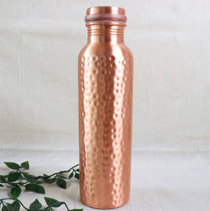 Bouteille d'eau en cuivre martelé moderne, finition miroir, qualité supérieure, anti-fuite - Product Image 2