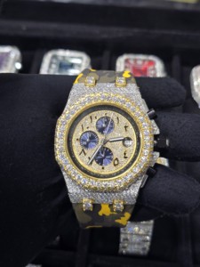 Reloj de Lujo Antiguo de Dos Tonos con Diamantes Redondos, Cuarzo Analógico, para Hombre, Acero Inoxidable, Cristal de Zafiro, 41MM - Product Image 6