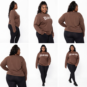 Wholesale Women Fitness T-Shirt Plus Size Long Sleeve Tee Ladies Crew Neck Workout Tee Oversized Boxy Tee Embroidered T-Shirt - Product Image 5
