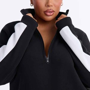 <b>Women's</b> Black <b>White</b> Stripe Tracksuit Set Full Sleeve Fleece Sporty Loose Fit 2 Piece All Seasons <b>Joggers</b> Sweatshirt - Product Image 5