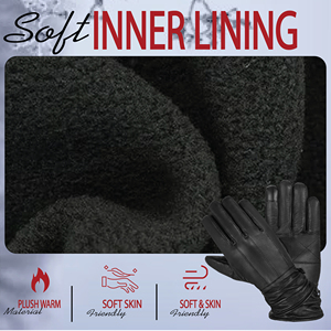 Premium Soft Winter Leather Club Casual Outdoor <b>Touchscreen</b> Thermal <b>Gloves</b> Eco-Friendly Cashmere Lining Men OEM ODM Factory - Product Image 2