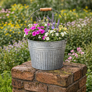 Maceta de Hierro Galvanizado Natural con Diseño Acanalado para Decoración de Jardín, Interior y Exterior - Product Image 4