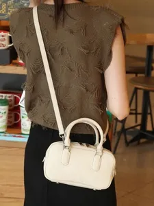 Bolso Boston de Cuero Vacuno Genuino para Mujer, Color Sólido, Diseño de Diseñador, Bolso de Hombro, Bandolera, Bolso Tote para Oficina - Product Image 3