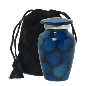 Blue Marble Effect Metal Cremation Urn Mini Keepsake <b>Casket</b> <b>for</b> Human and Pet <b>Ashes</b> Custom Design - Product Image 3