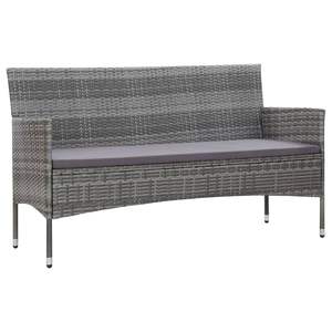 Canapé de jardin 3 places en rotin PE gris avec structure en acier et tissu polyester, mobilier d'extérieur confortable - Product Image 1