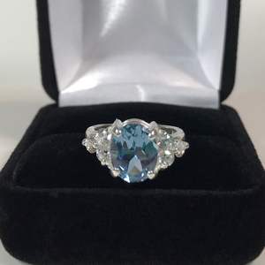 London Art Deco Blue Topaz <b>Ring</b> <b>Adjustable</b> <b>Size</b> December Birthstone Wedding Festival Gift Jewelry for Women - Product Image 1