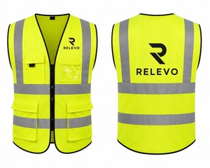 Gilet de sécurité réfléchissant haute visibilité en polyester imperméable avec plusieurs poches, ajustement réglable, conforme à la norme ANSI - Product Image 3