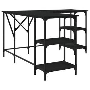 54.7"x54.7"x29.5" <b>Black</b> Engineered Wood Computer <b>Desk</b> - Product Image 6