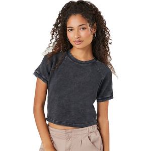 เสื้อครอปท็อปผู้หญิงทรงปกติ คอโอ แบบยืดหยุ่น ซัมเมอร์ 2026 แฟชั่นสไตล์วินเทจ ล้างสีแบบแอซิดวอช ความยาวสั้น ผลิตตามสั่ง ราคาโรงงาน ขายส่ง - Product Image 1