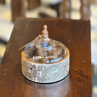 Ensemble de bols de service en métal avec couvercle en verre et plateau en bois, design moderne, pour servir les aliments lors de fêtes