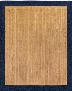 Alfombra de yute natural con borde azul marino, alfombra tejida a mano para sala de estar y dormitorio - Product Image 2
