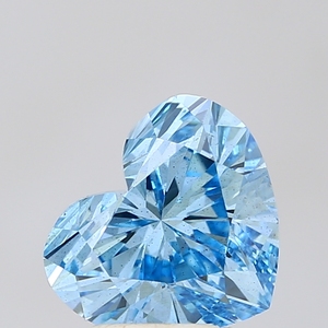 Diamant de laboratoire taille cœur 3,00 ct, bleu vif fantaisie, SI1, certifié IGI, CVD, diamant en vrac pour la fabrication de bijoux - Product Image 1