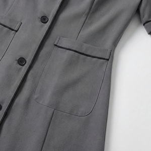 Grey Short Sleeve Lab Coat | Professional Medical <b>Nurse</b> Jacket | Contrast Trim Workwear Coat | Custom OEM Manufacturer - Product Image 4