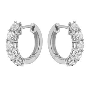 Pendientes de Aro con Cinco Diamantes Redondos de Laboratorio, Plata de Ley 925, Oro Sólido de 14K y 18K, Pendientes de Aro de Moda - Product Image 3