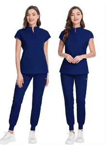Conjunto de Uniforme Médico Unisex Azul Marino, Tela Twill de Spandex/Poliéster, Pantalones Tipo Jogger con Función de Detección de Agujas FONILBEST - Product Image 6
